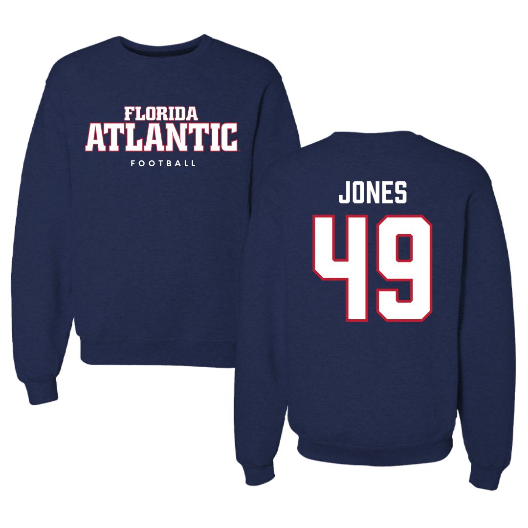 Florida Atlantic University Football Navy Crewneck - #49 Chris Jones