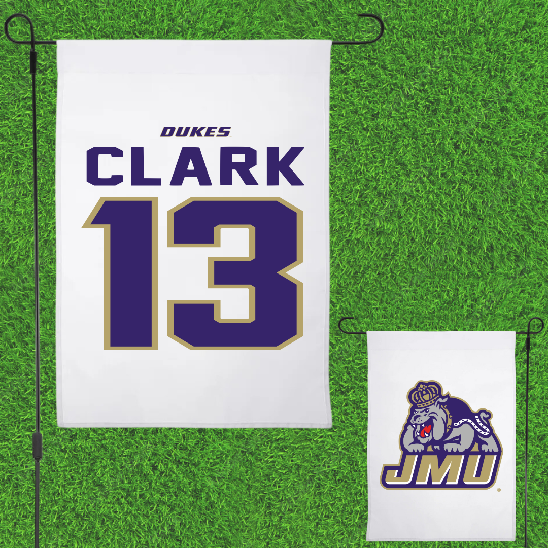 James Madison University Lacrosse White Garden Flag - #13 Maggie Clark