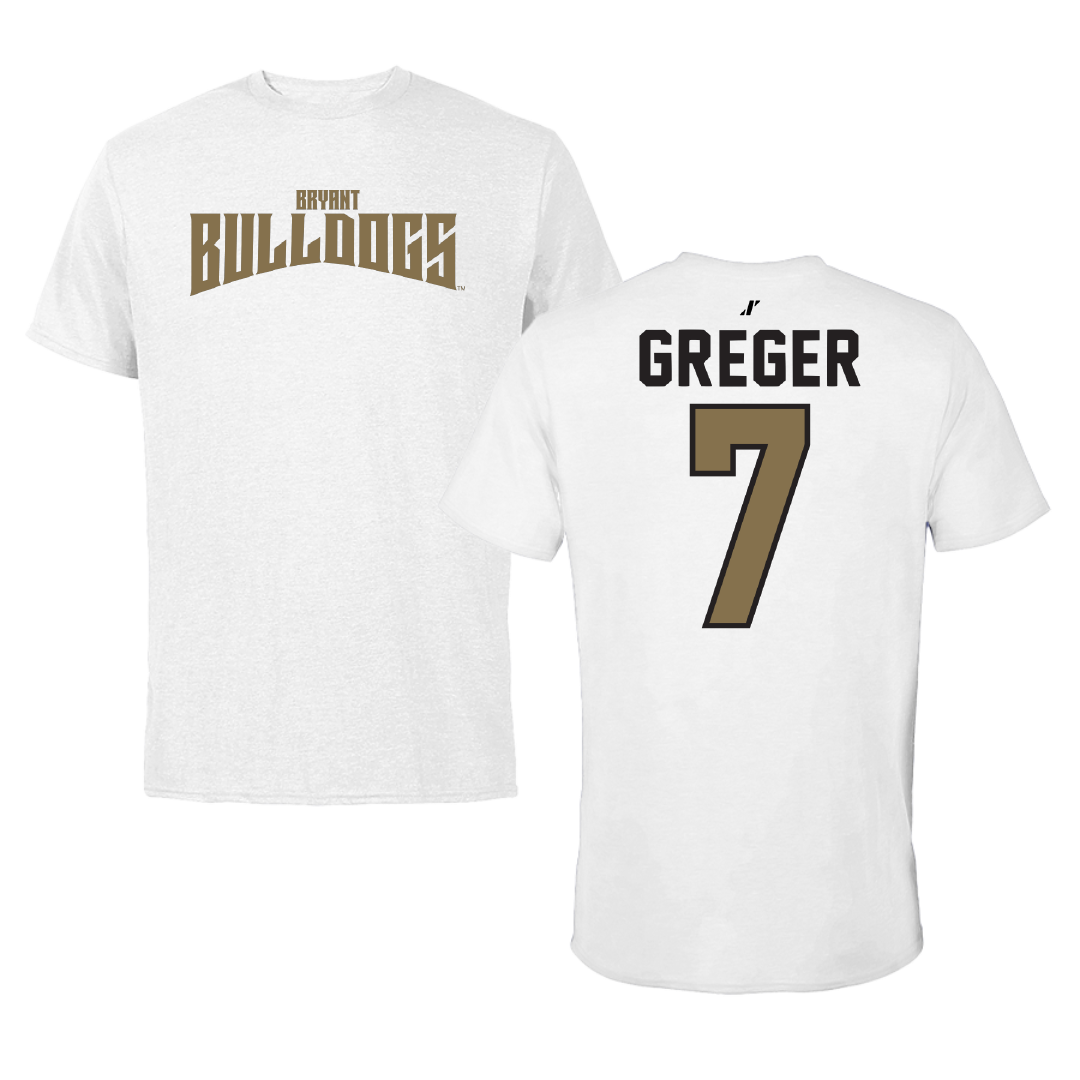 Bryant University Baseball White Classic Tee - #7 Gavin Greger