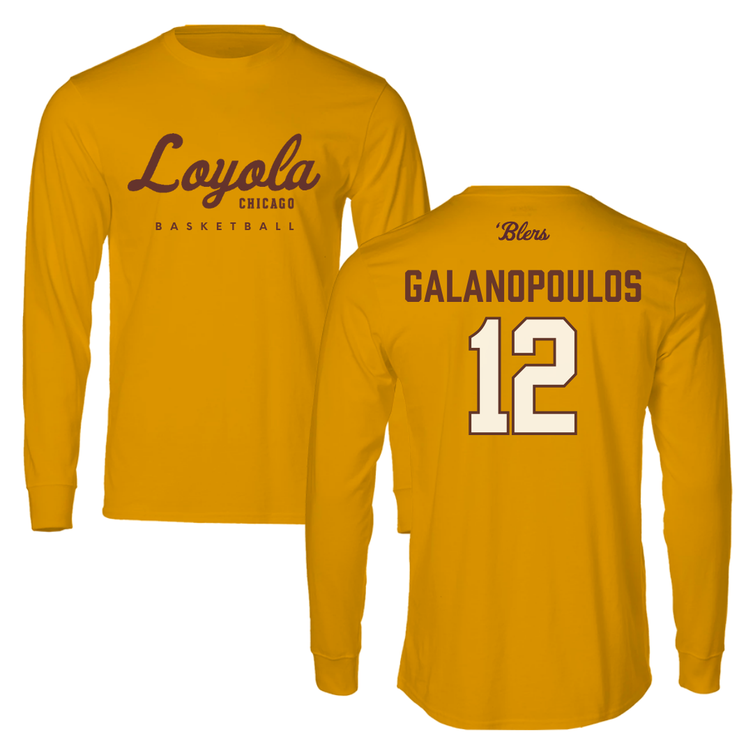 Loyola University-Chicago Basketball Gold Long Sleeve - #12 Sam Galanopoulos