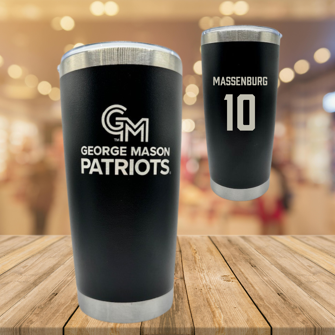 George Mason University Basketball Black Stainless Steel Tumbler - #10 Trinity Massenburg