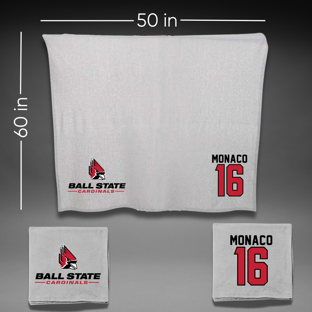 Ball State University Soccer Gray Blanket - #16 Tori Monaco