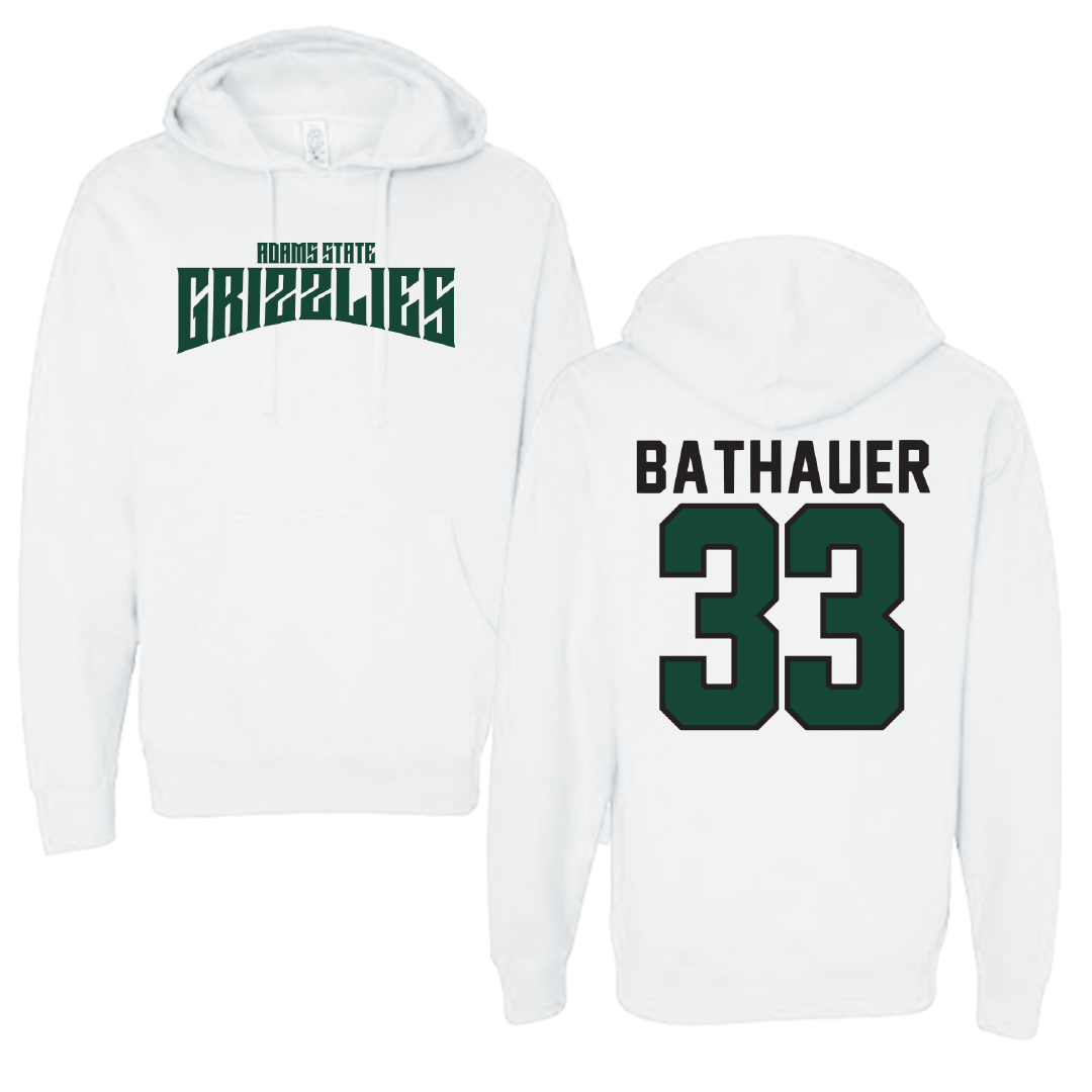 Adams State University Baseball White Classic Hoodie - #33 Matt Bathauer