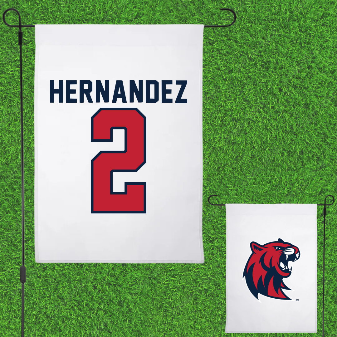 Rogers State University Soccer White Garden Flag - #2 Valerie Hernandez
