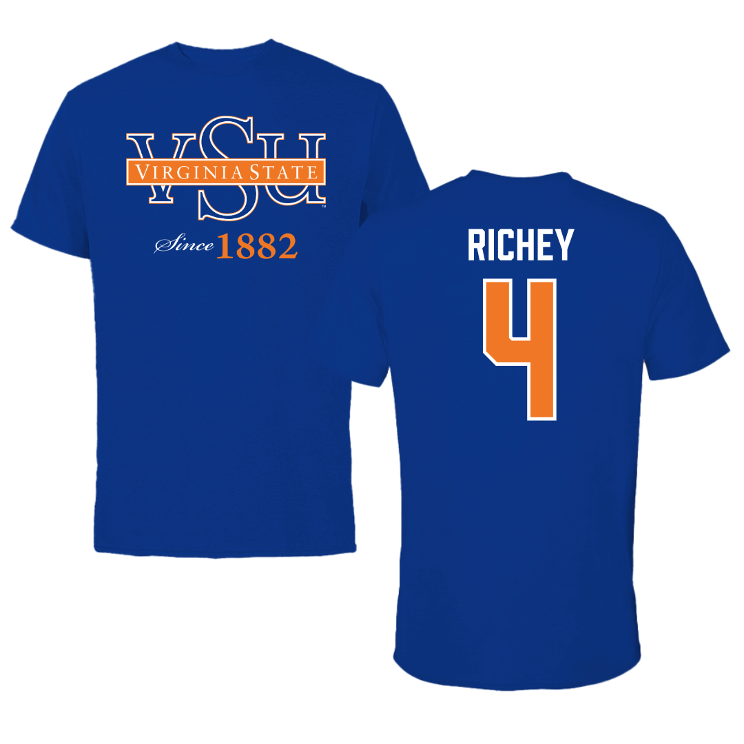 Virginia State University Soccer Blue Performance Tee - #4 Caitlyn Richey