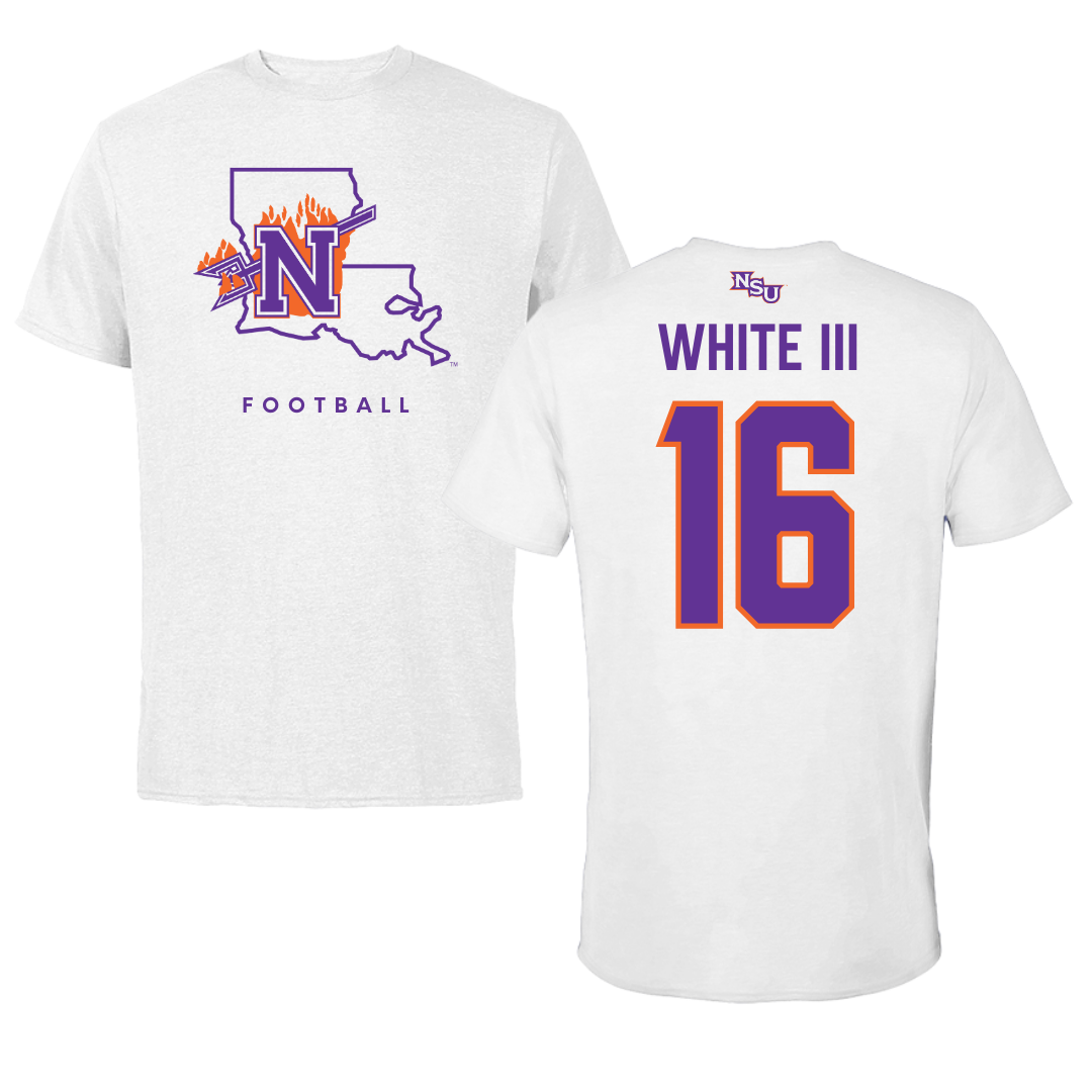 Northwestern State University Football White Performance Tee - #16 William White III