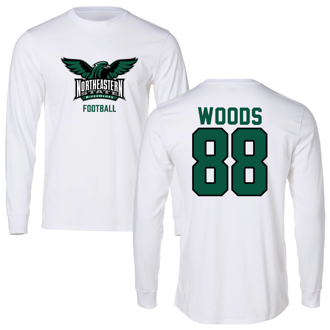 Northeastern State University Football White Performance Long Sleeve - #88 Cameron Woods