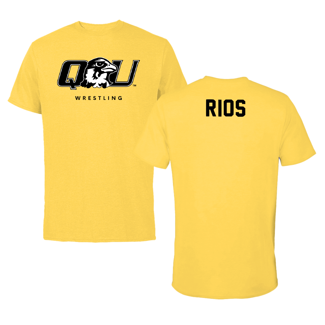 Quincy University Wrestling Yellow Hawk Tee - Kaden Rios