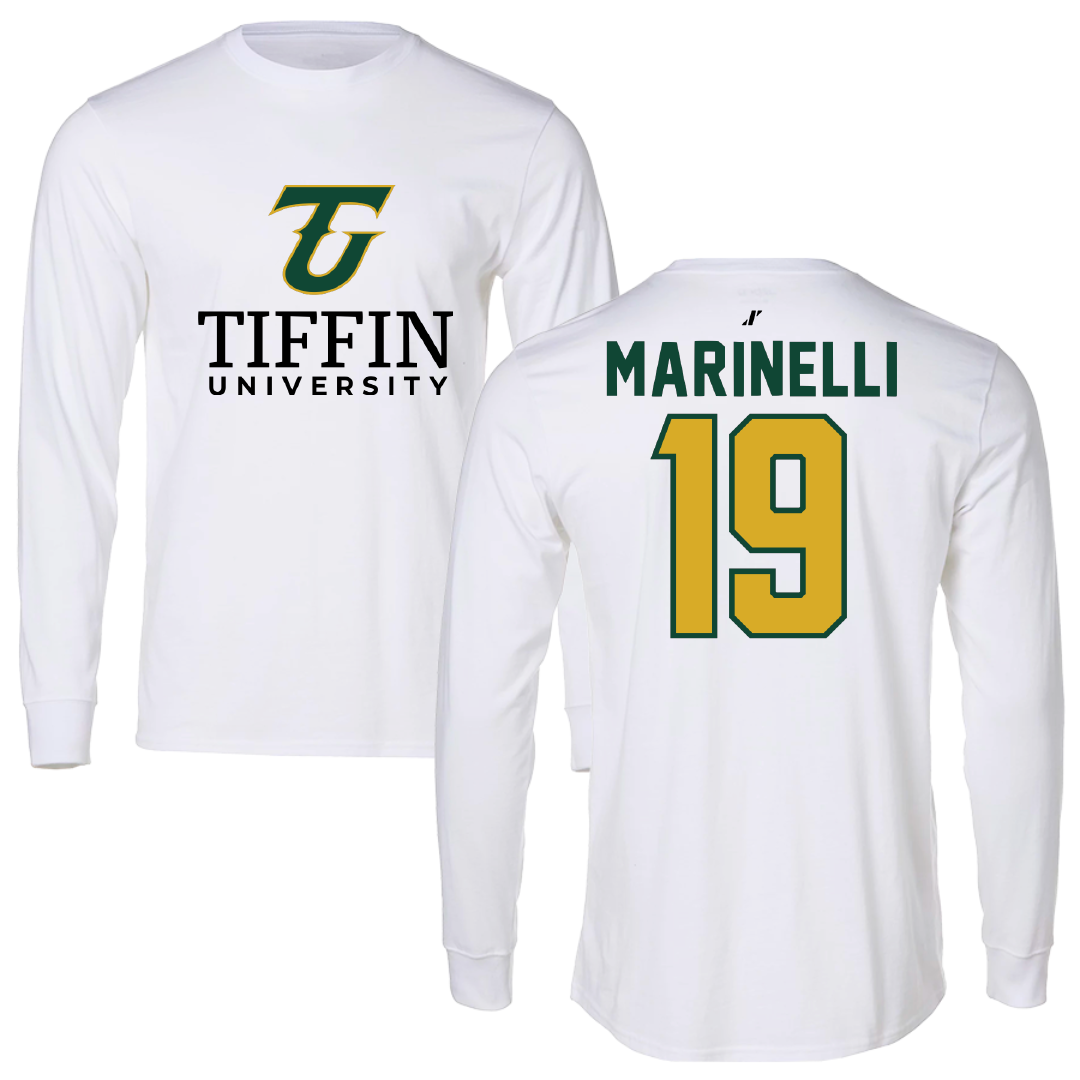 Tiffin University Soccer White Long Sleeve - #19 Malia Marinelli