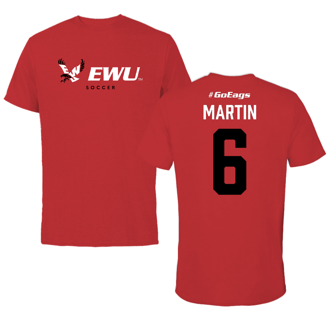 Eastern Washington University Soccer Red Block Performance Tee - #6 Gillian Martin