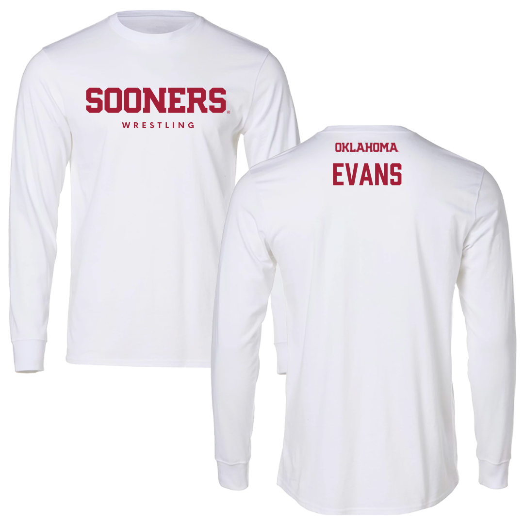 University of Oklahoma Wrestling White Sooners Performance Long Sleeve - KJ Evans