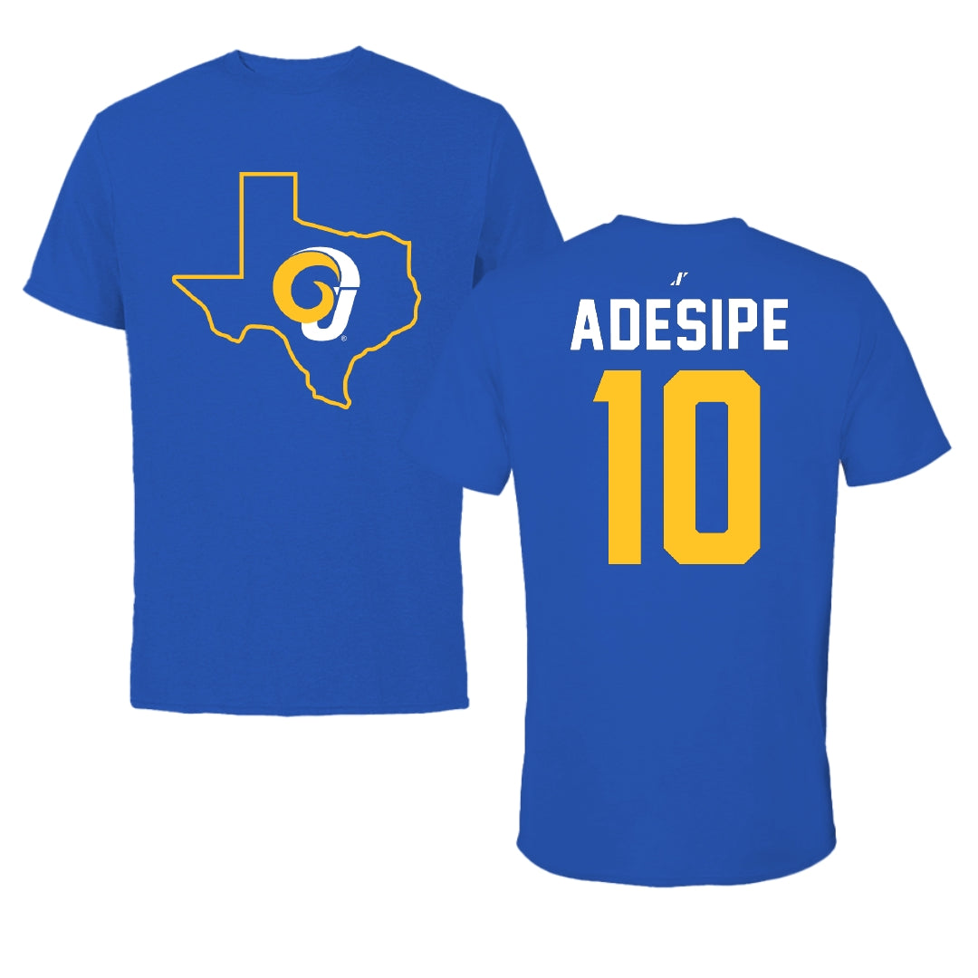 Angelo State University Basketball Blue State Performance Tee - #10 Blessing Adesipe