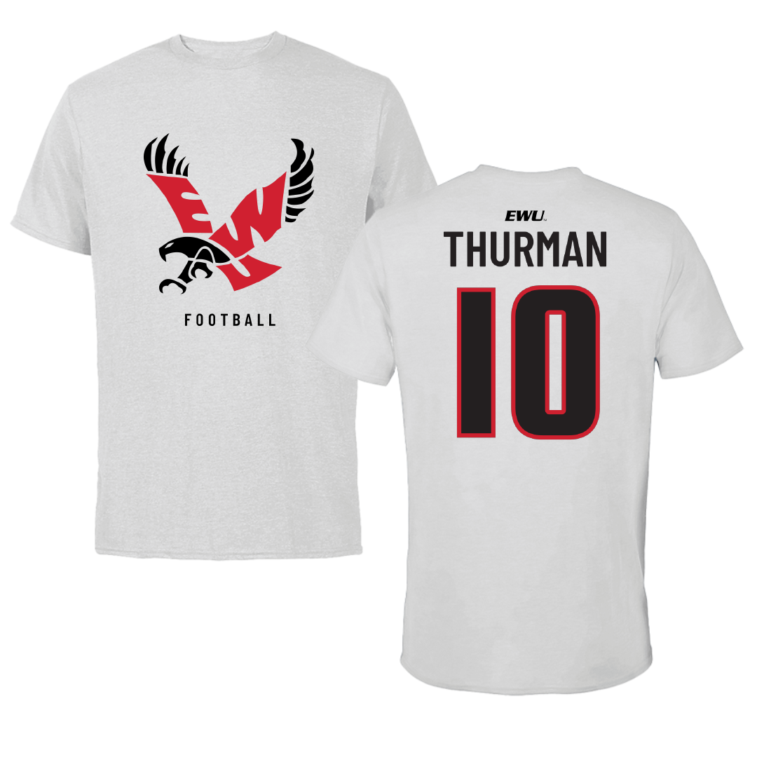 Eastern Washington University Football Light Gray Performance Tee - #10 Trevor Thurman