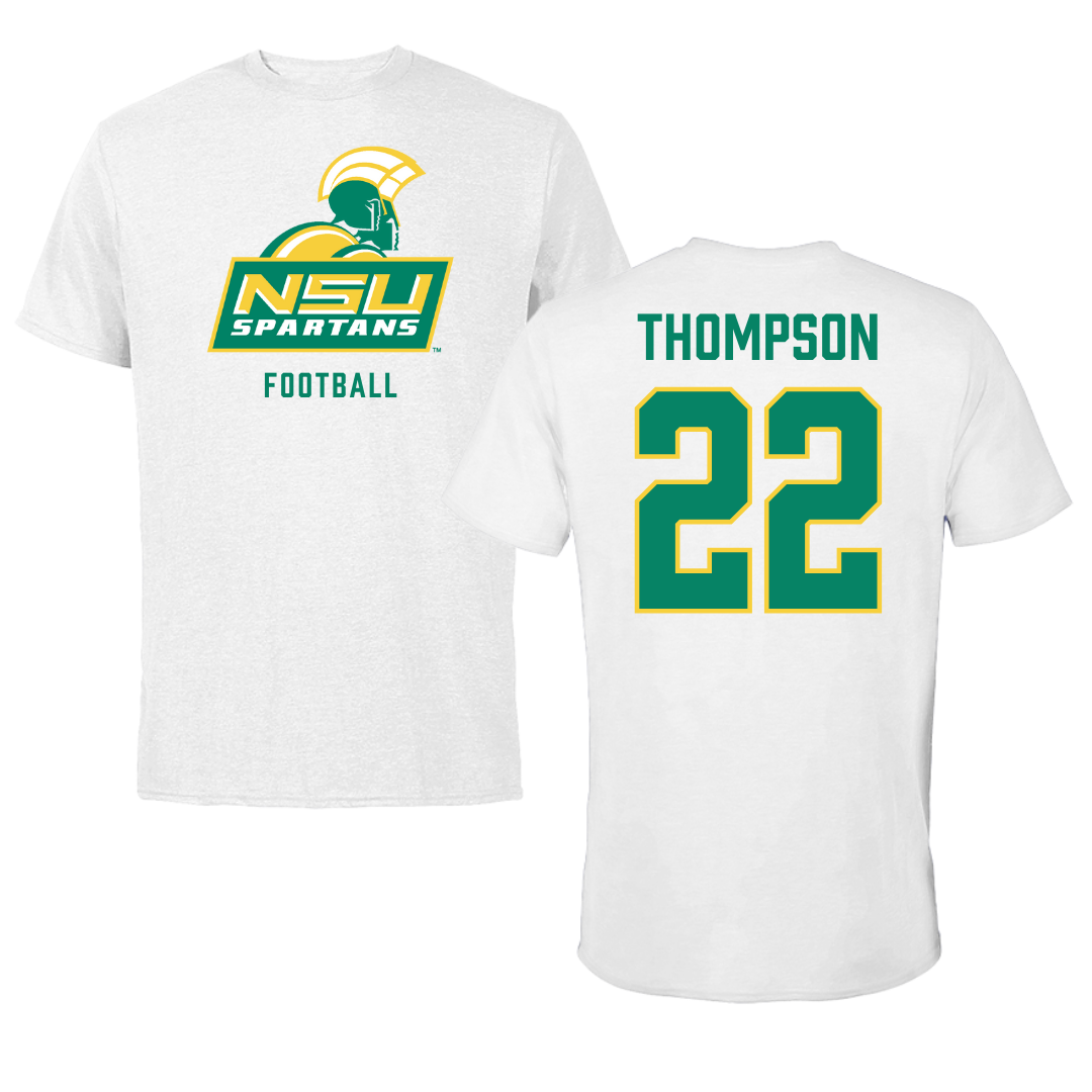 Norfolk State University Football White Tee - #22 Ryan Thompson