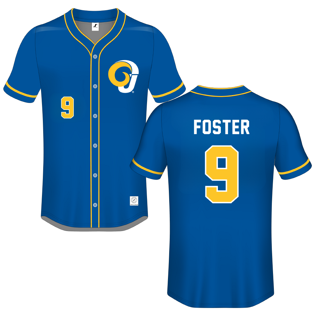 Angelo State University Blue Button-Down Jersey - #9 Seth Foster