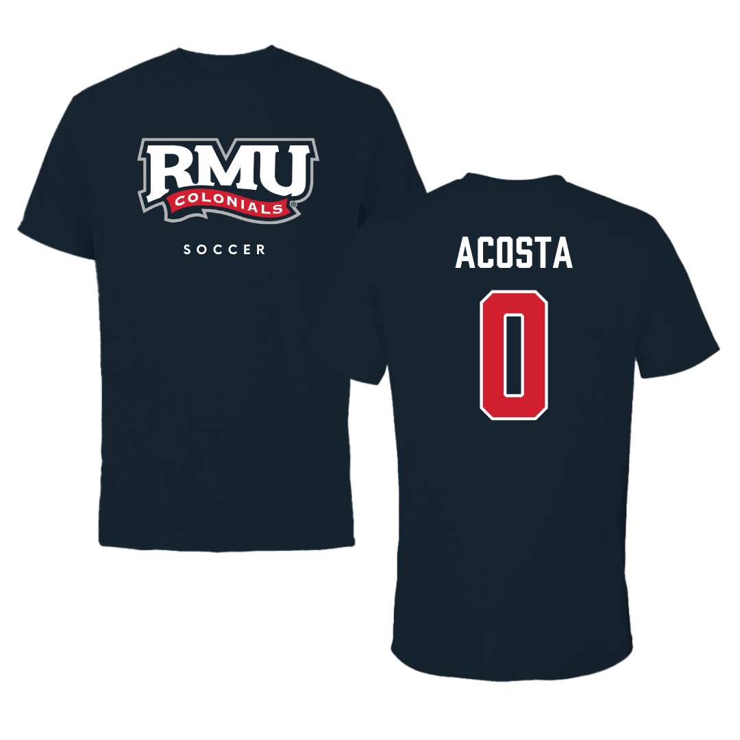 Robert Morris University Soccer Navy Performance Tee - #0 Giancarlo Acosta