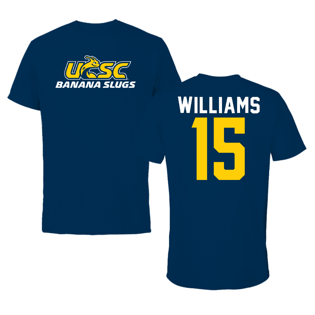 University of California-Santa Cruz Volleyball Navy Performance Tee - #15 Ryan Williams