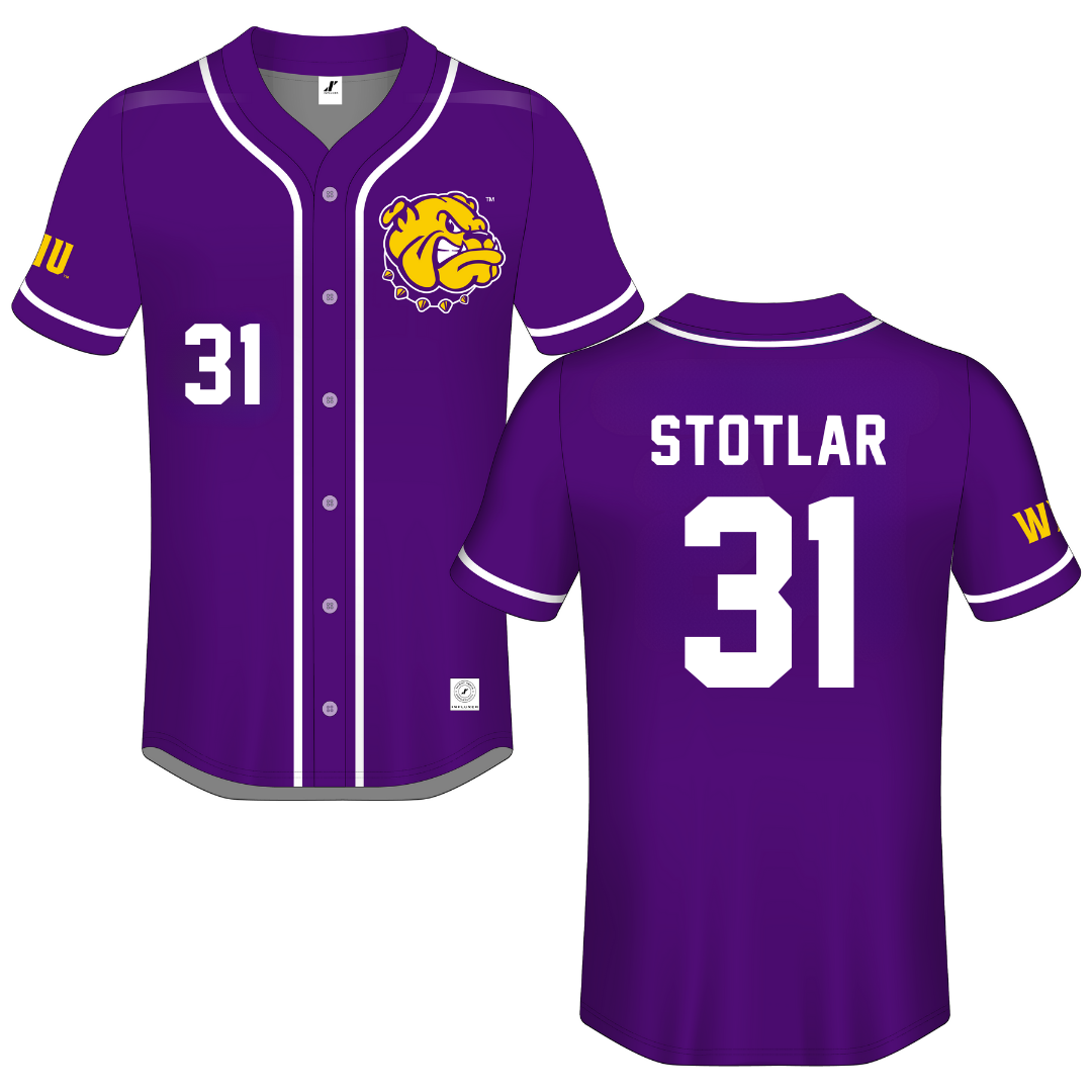 Western Illinois University Purple Button-Down Jersey - #31 Karsten Stotlar