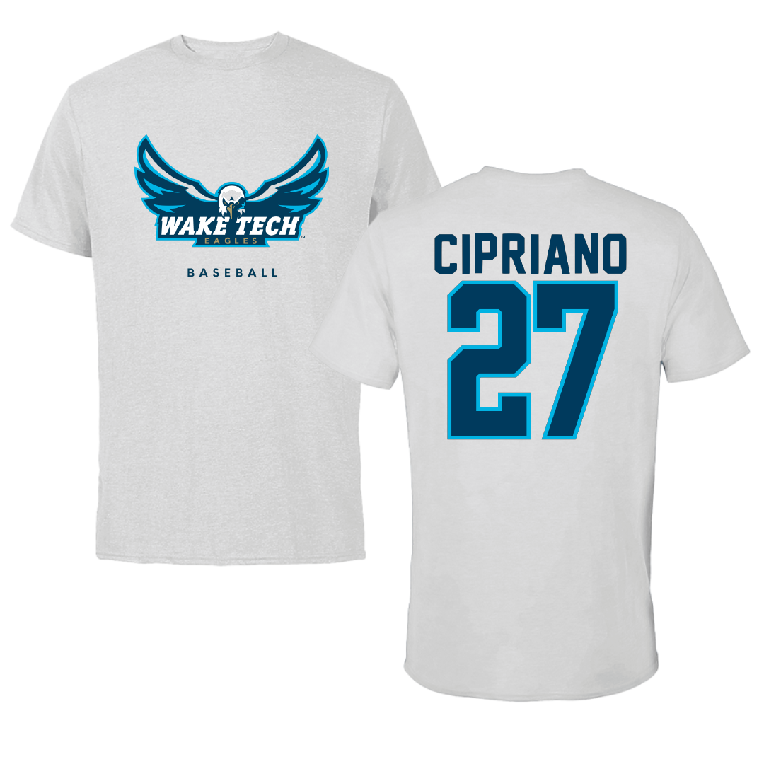 Wake Tech Community College Baseball Light Gray Tee - #27 Matthew Cipriano