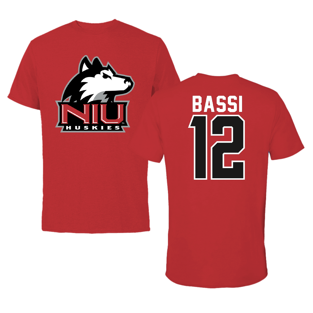 Northern Illinois University Baseball Red Tee - #12 Nick Bassi