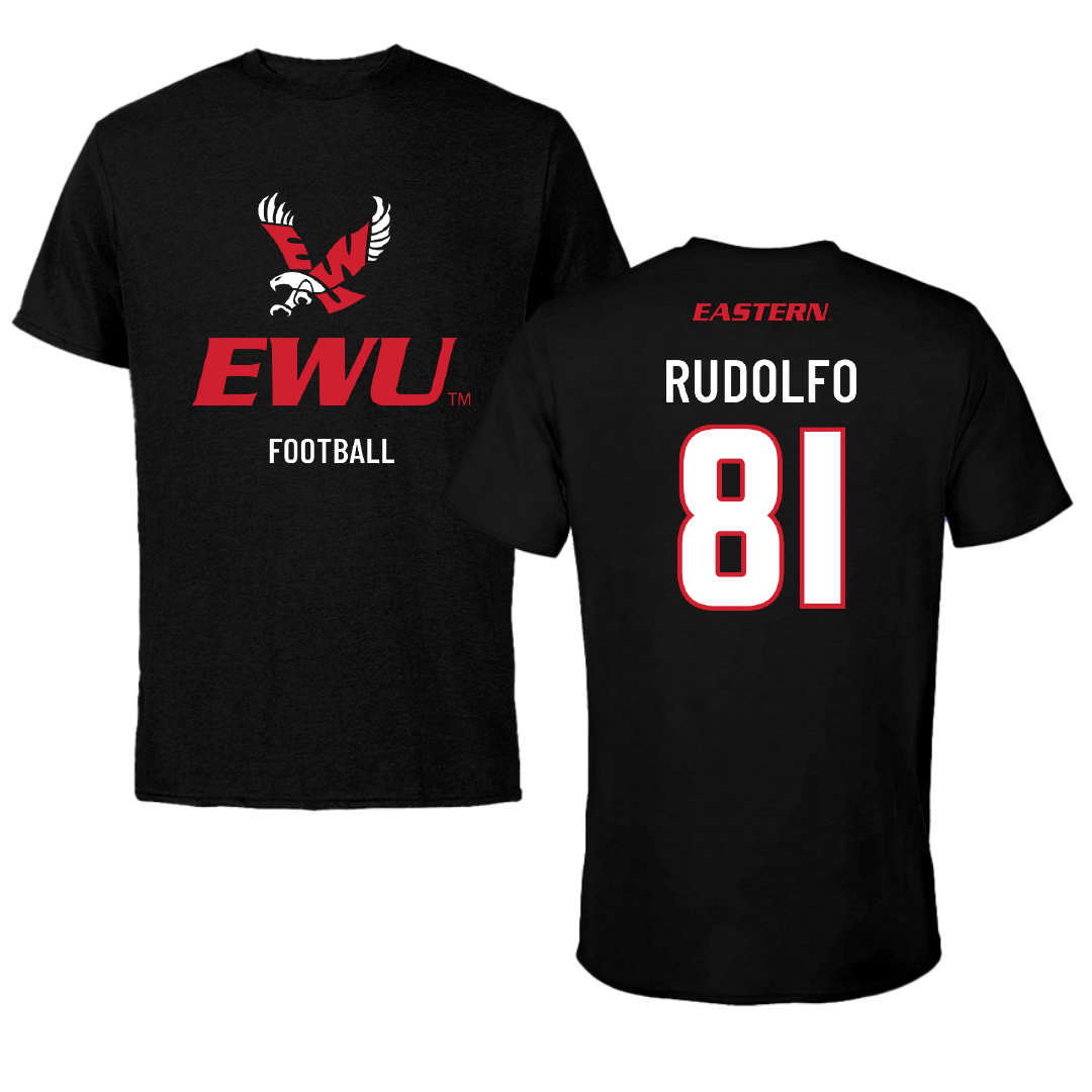 Eastern Washington University Football Black EWU Performance Tee - #81 Riley Rudolfo