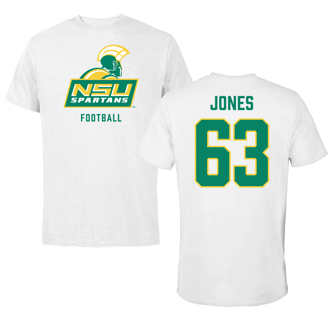 Norfolk State University Football White Tee - #63 Chris Jones