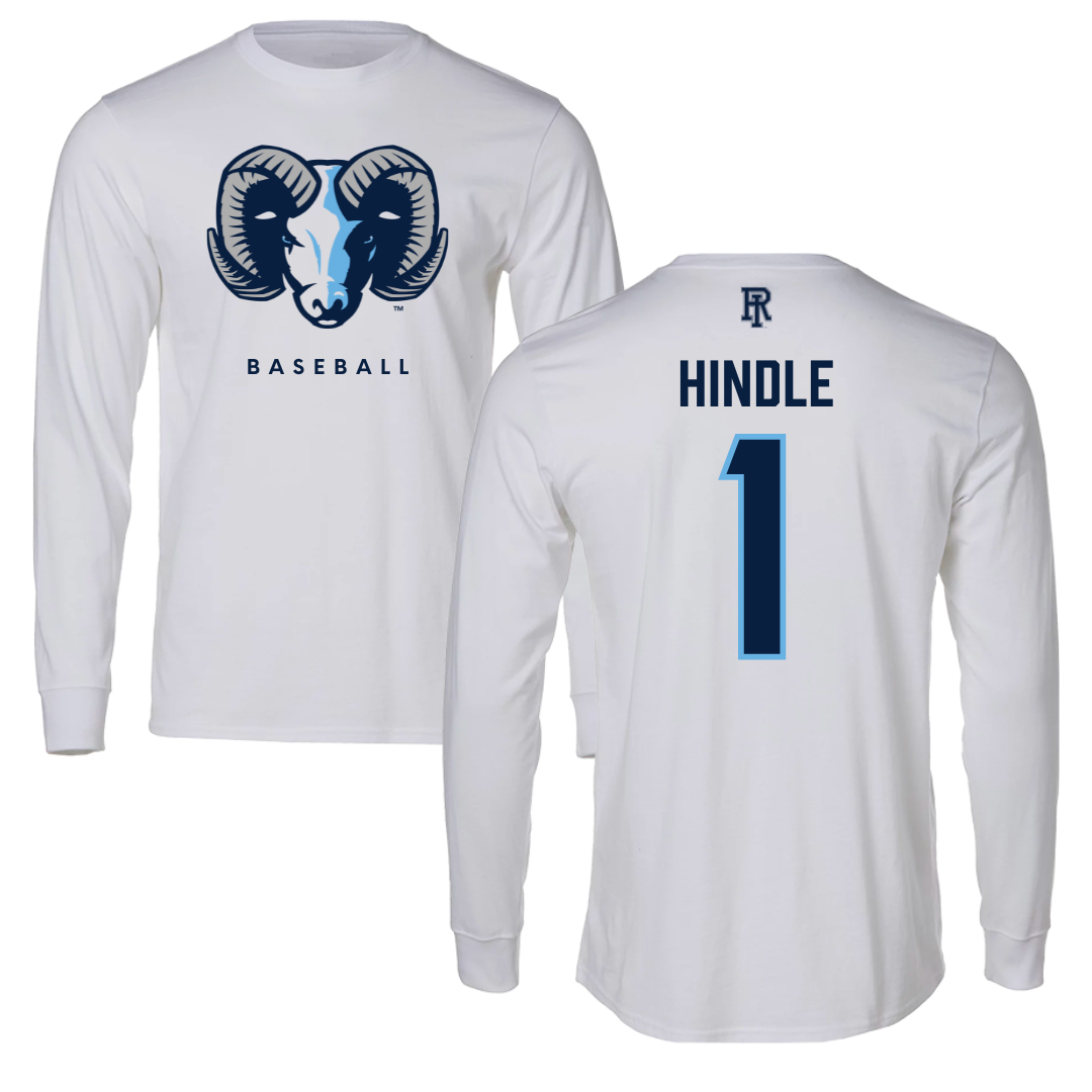 University of Rhode Island Baseball White Performance Long Sleeve - #1 Will Hindle