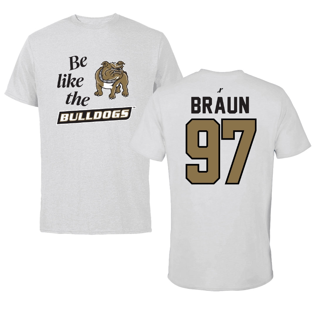 Bryant University Lacrosse Light Gray Be Like Us Tee - #97 Cole Braun