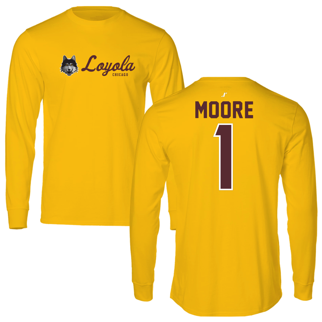 Loyola University-Chicago Basketball Gold General Performance Long Sleeve - #1 Aaliyah Moore