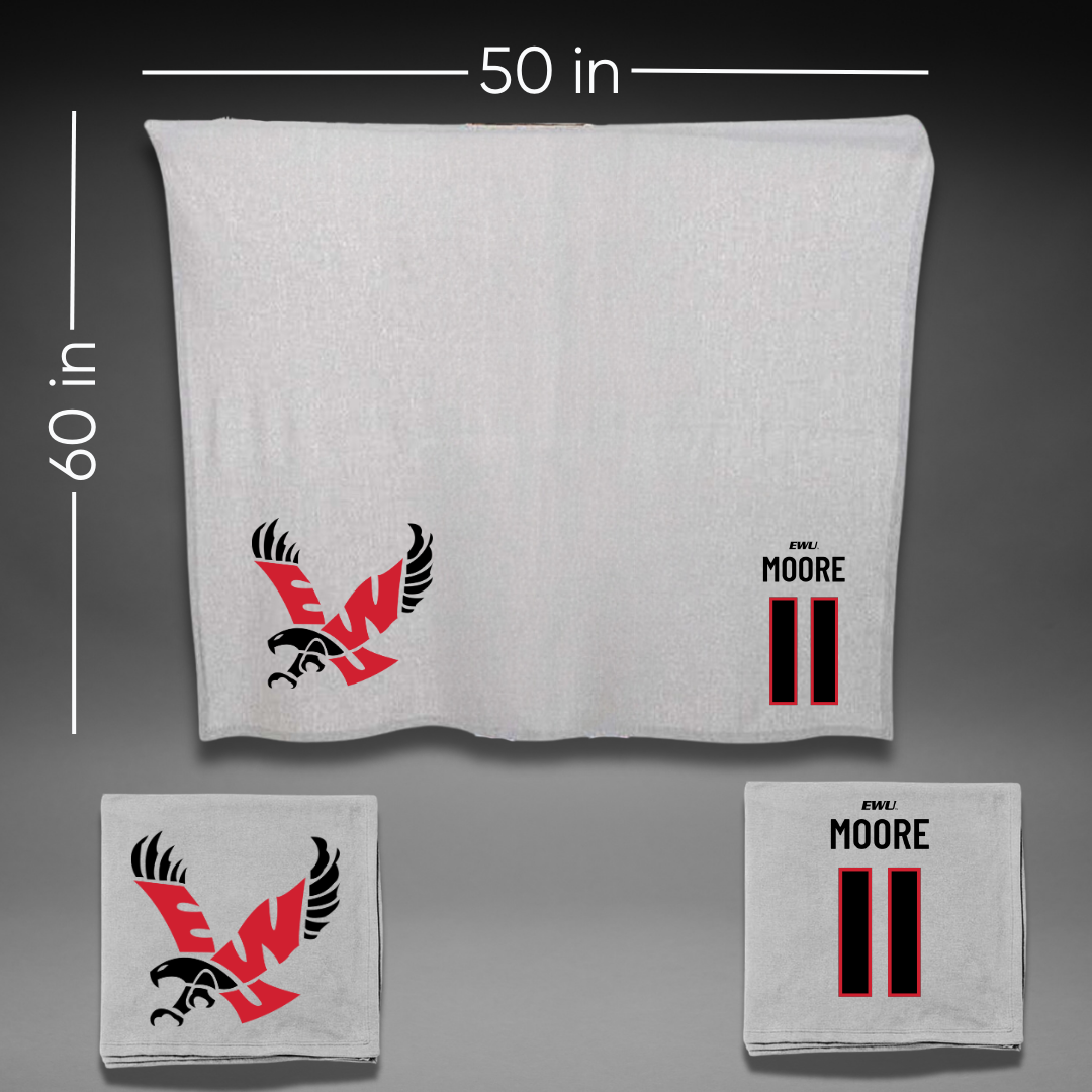 Eastern Washington University Soccer Gray Blanket - #11 Kendall Moore
