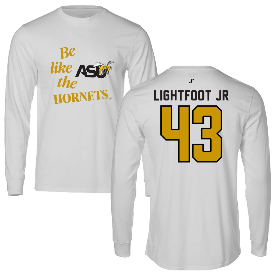 Alabama State University Football Light Gray Be Like Us Performance Long Sleeve - #43 Terrell Lightfoot Jr