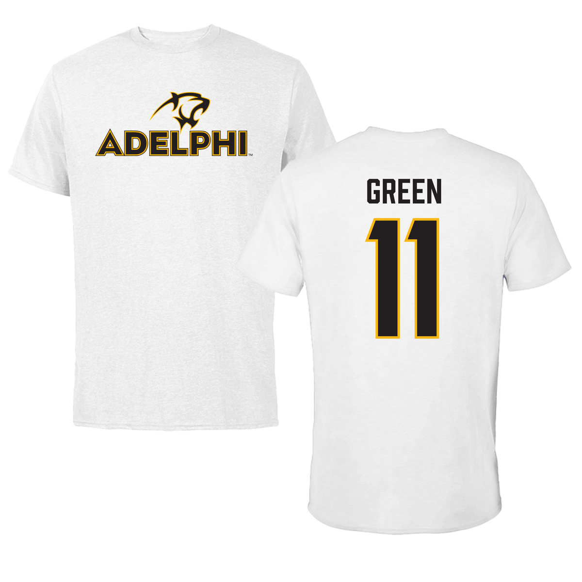 Adelphi University Lacrosse White Tee - #11 Aidan Green
