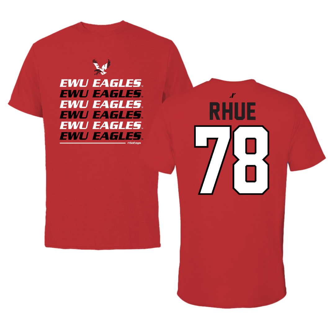 Eastern Washington University Football Red General Tee - #78 Gabe Rhue