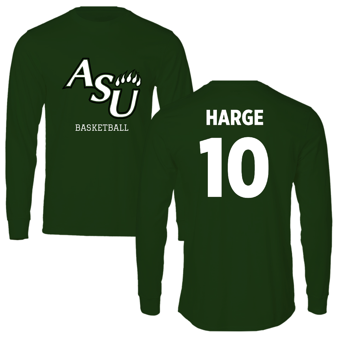 Adams State University Basketball Forest Green Block Long Sleeve - #10 John Harge