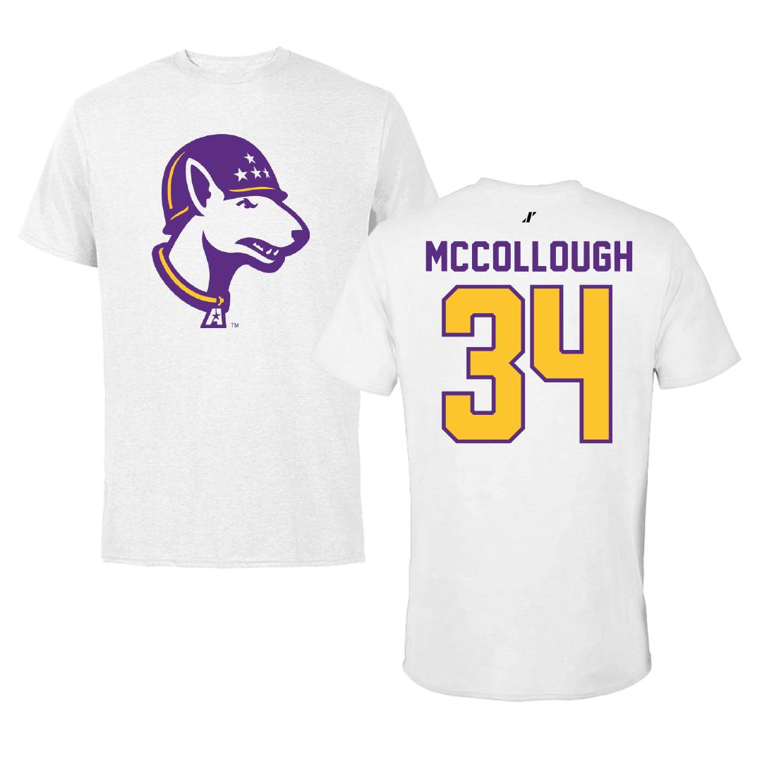 Louisiana State University-Alexandria Baseball White Tee - #34 Cayden McCollough