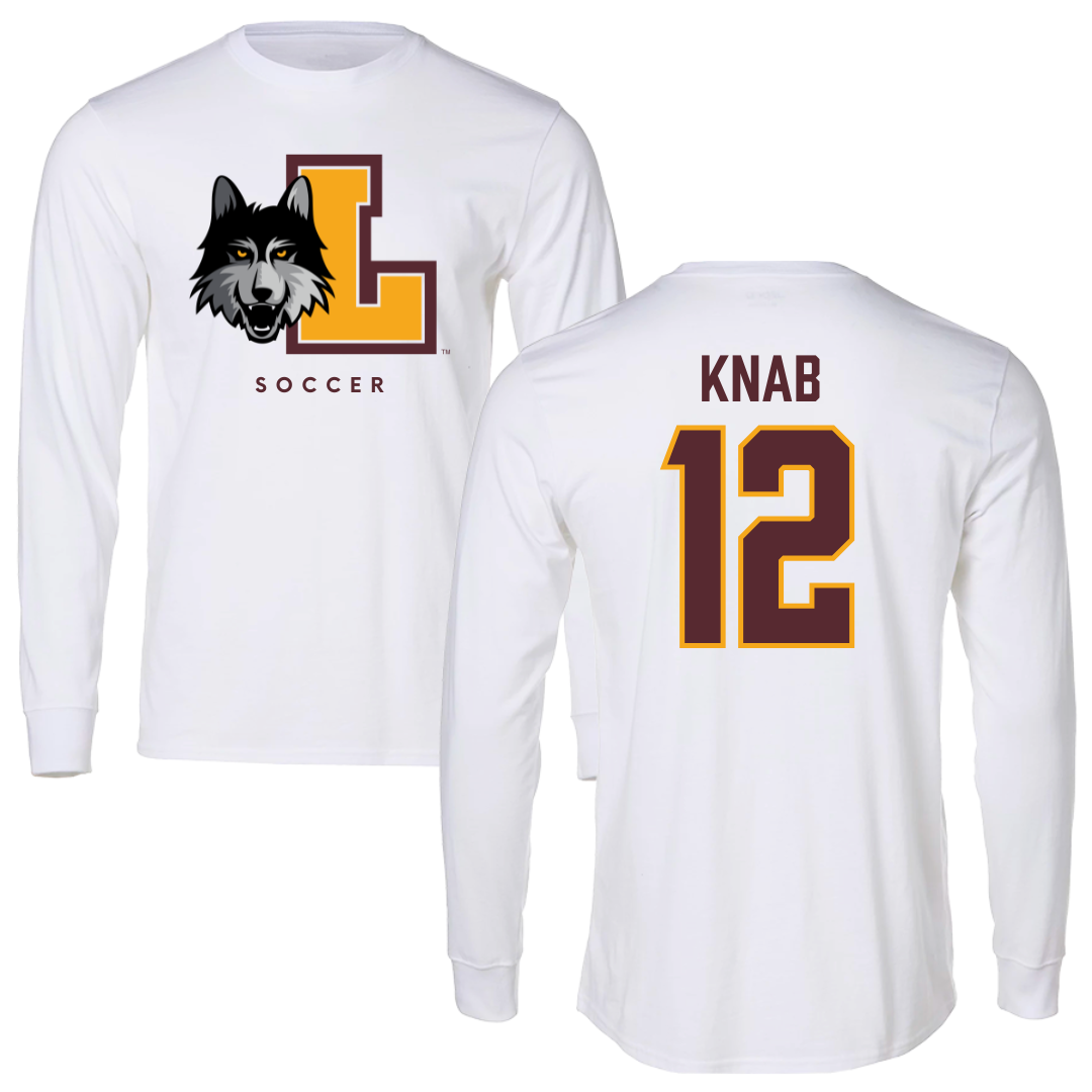 Loyola University-Chicago Soccer White Mascot Long Sleeve - #12 Olivia Knab