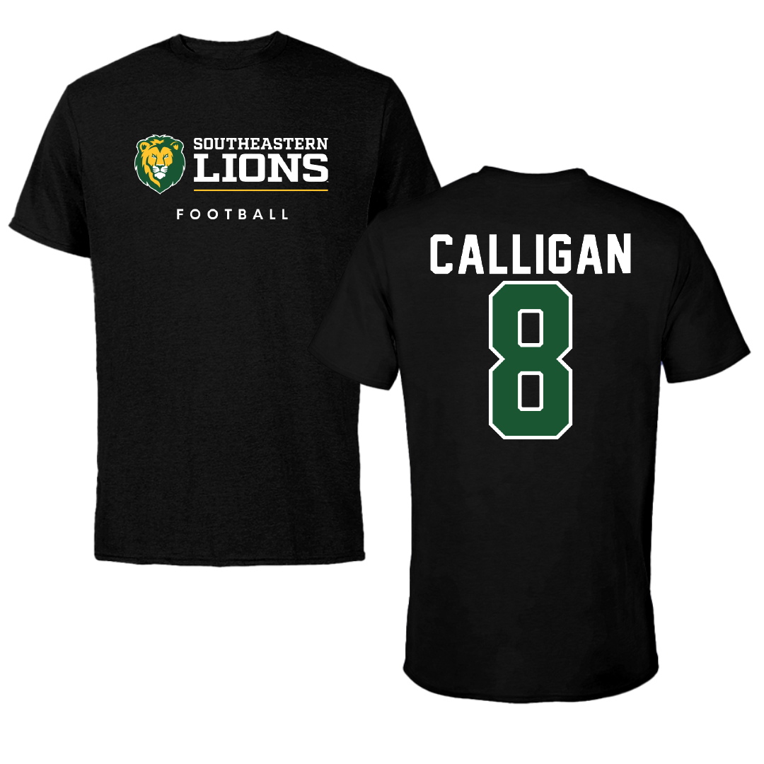 Southeastern Louisiana University Football Black Performance Tee - #8 Keydrain Calligan