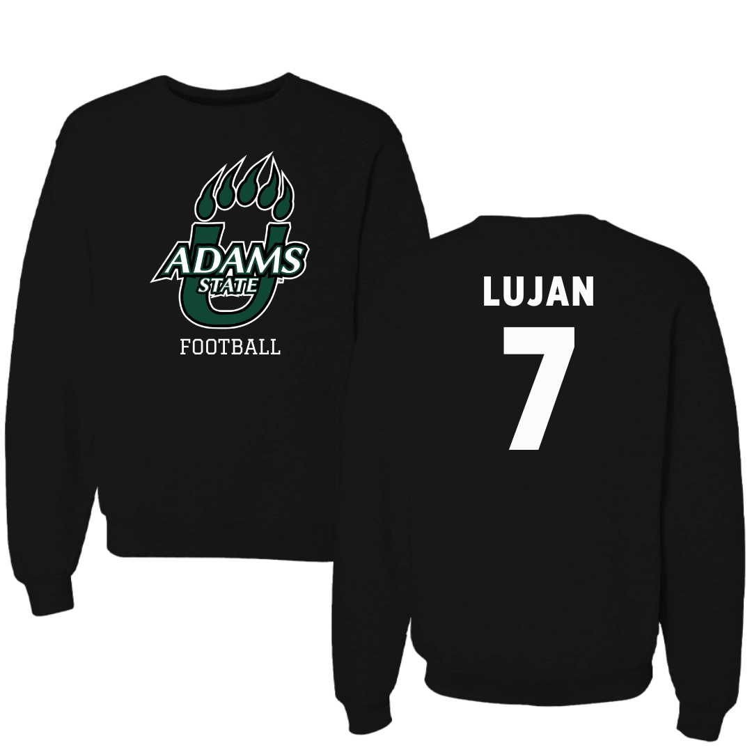 Adams State University Football Black State Crewneck - #7 Tommy Lujan