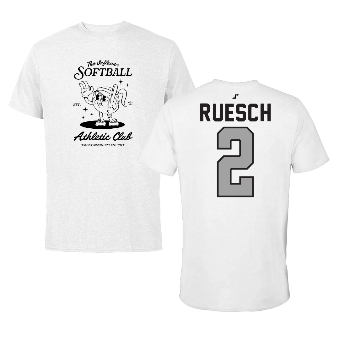 Softball White Influxer Athletic Club Tee - #2 Kylee Ruesch