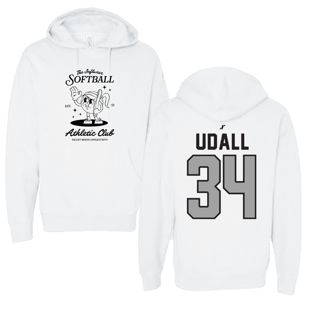 Softball White Influxer Athletic Club Hoodie - #34 Madison Udall