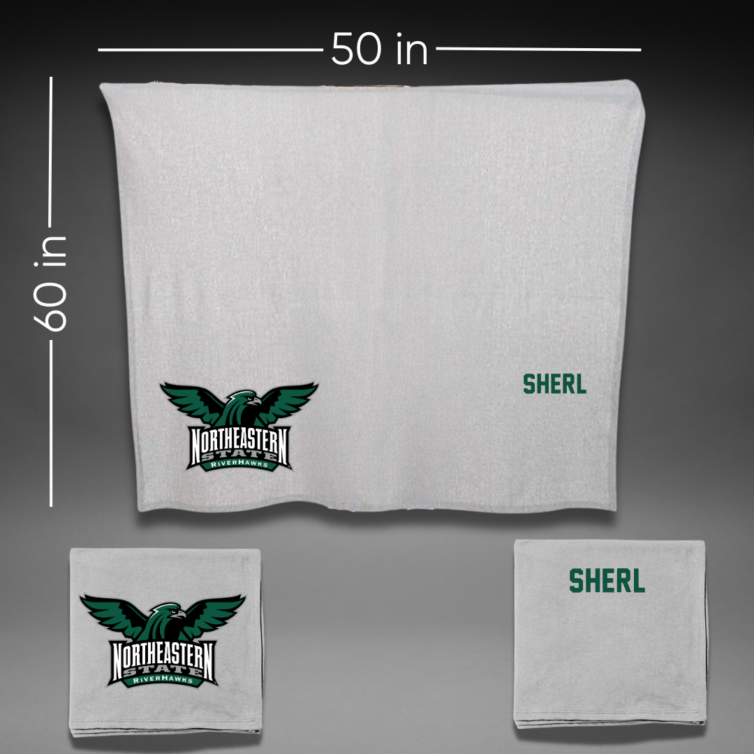 Northeastern State University Baseball Gray Blanket - Gannon Sherl