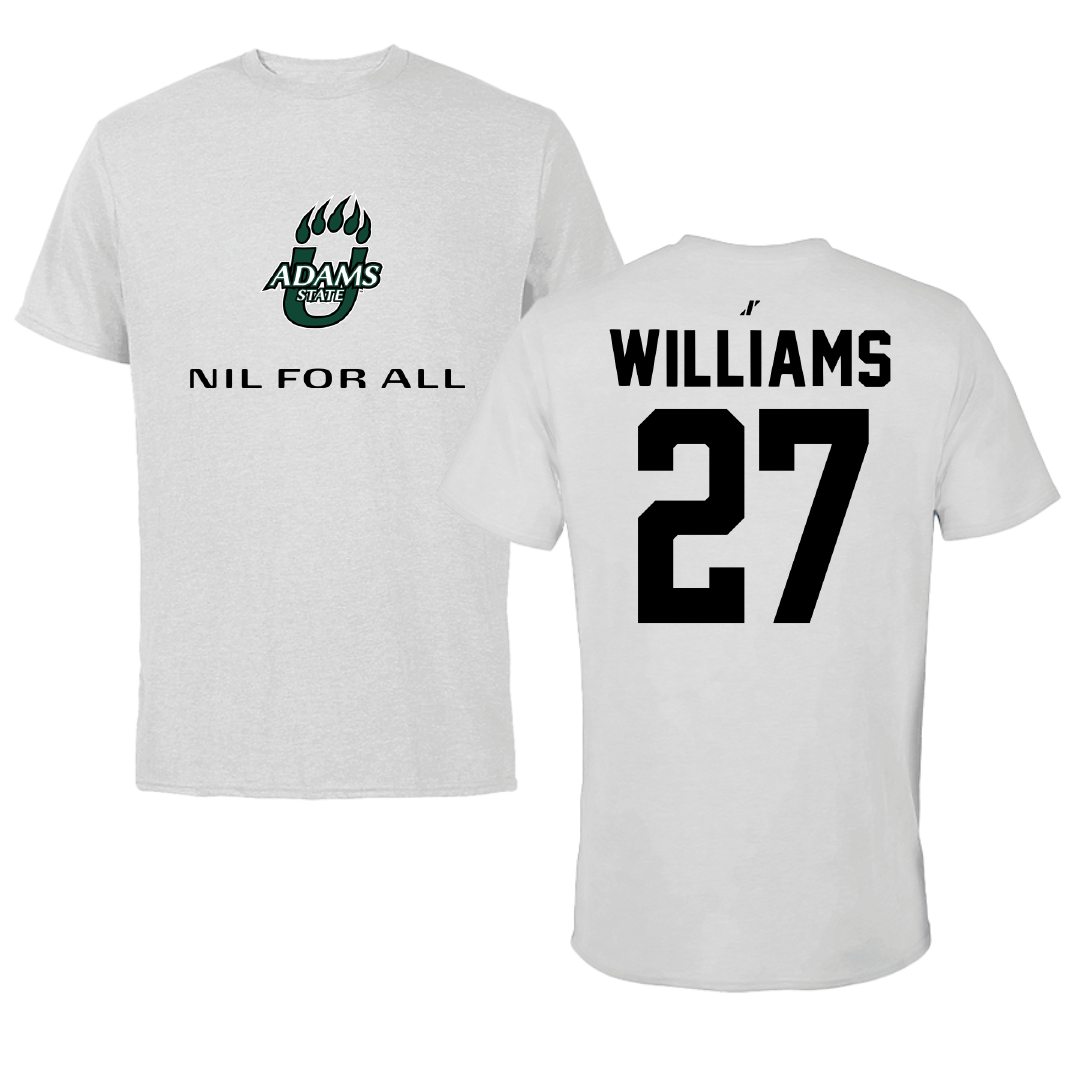 Adams State University Basketball Light Gray NIL for ALL Tee - #27 Destan Williams