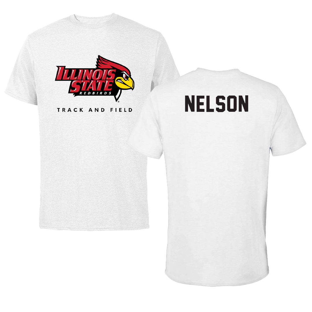 Illinois State University Track and Field White Performance Tee - Laney Nelson