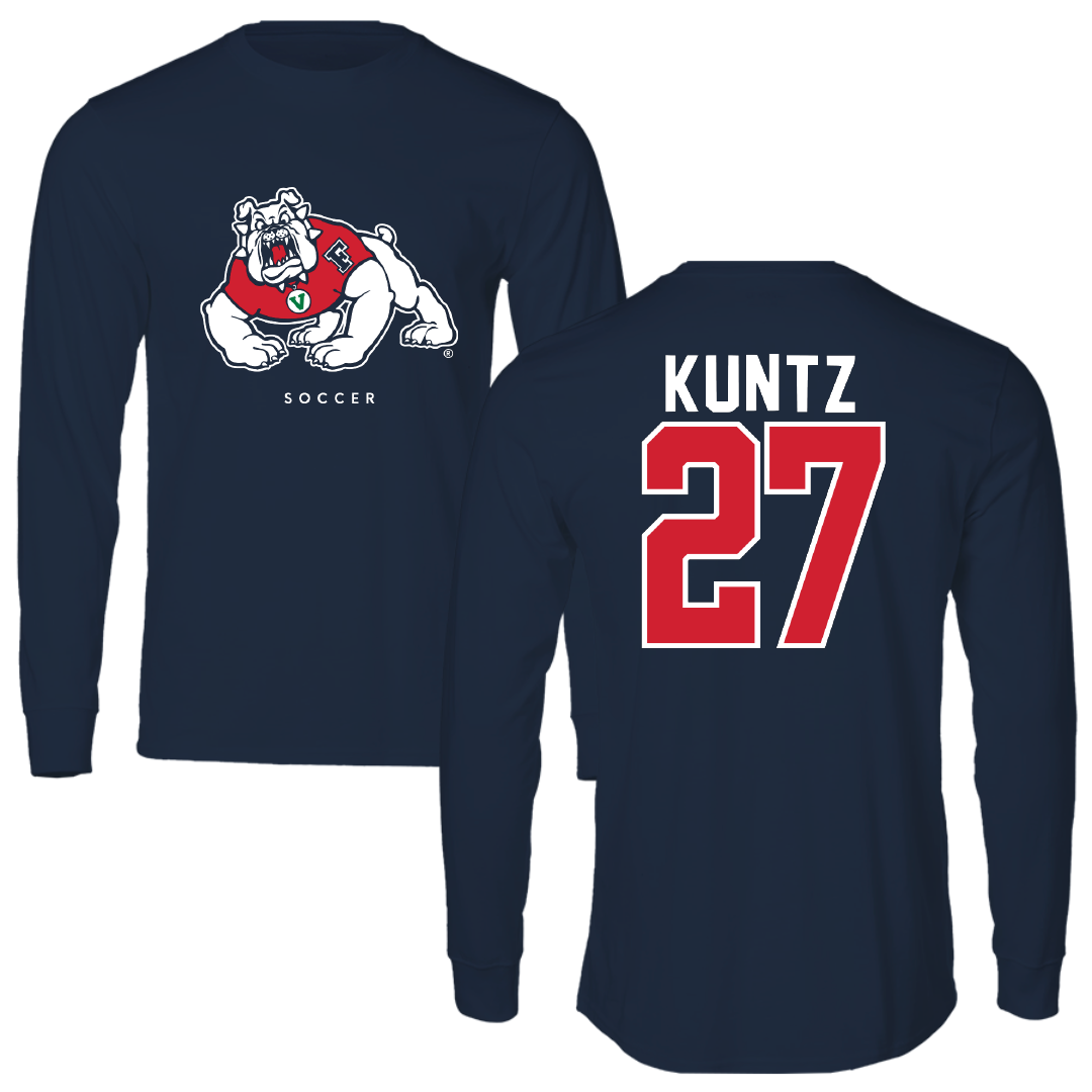 Fresno State University Soccer Navy Long Sleeve - #27 Shae Kuntz