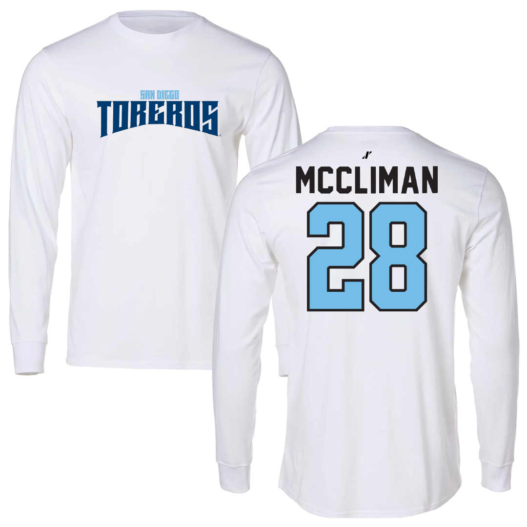University of San Diego Softball White Classic Performance Long Sleeve - #28 Natalie McCliman