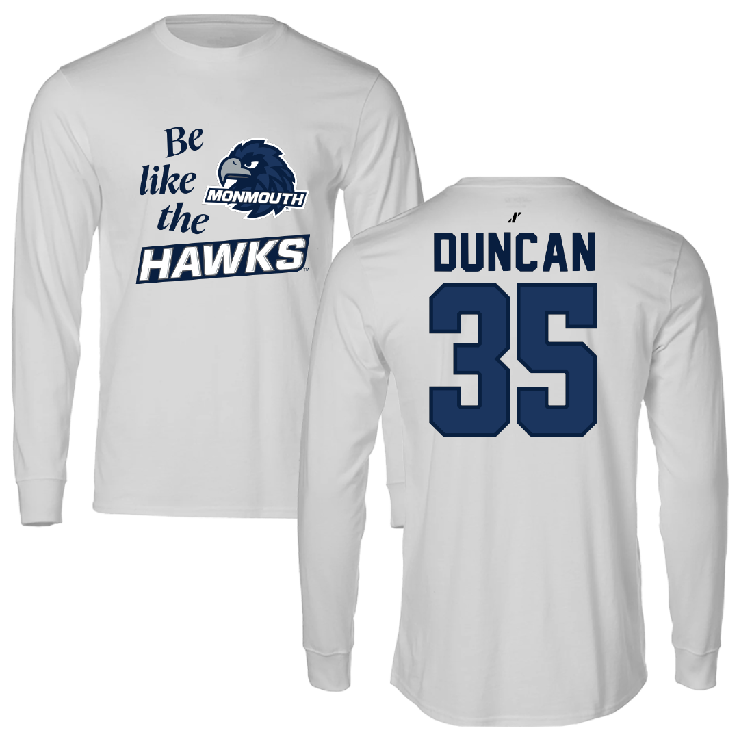 Monmouth University Lacrosse Light Gray Be Like Us Long Sleeve - #35 Conor Duncan