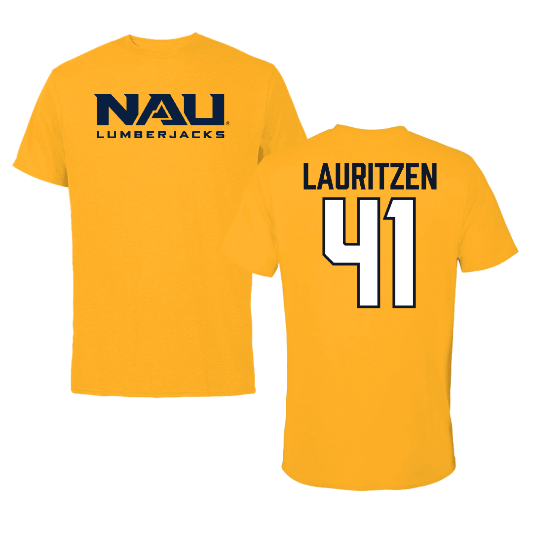 Northern Arizona University Football Gold Performance Tee - #41 Blake Lauritzen