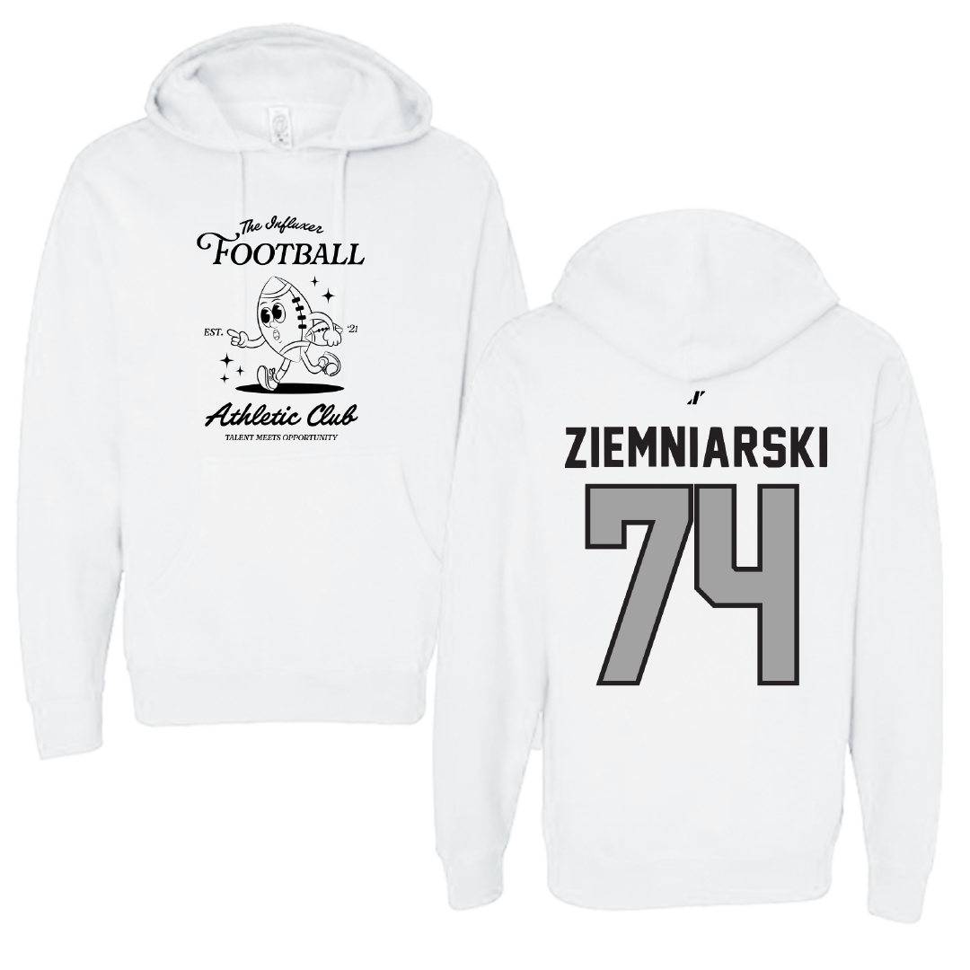 Football White Influxer Athletic Club Hoodie - #74 Jake Ziemniarski