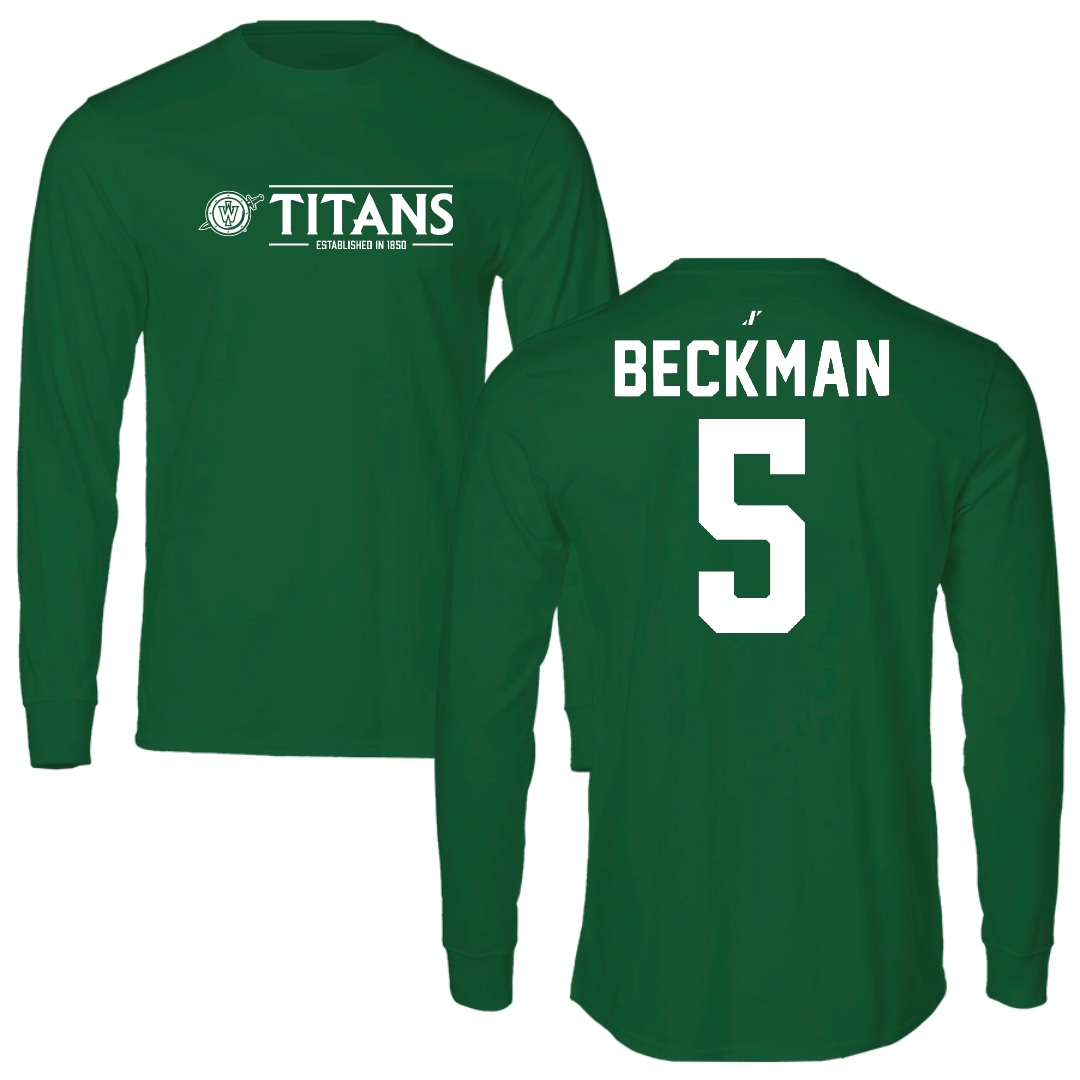 Illinois Wesleyan University Softball Green General Performance Long Sleeve - #5 Anna Beckman