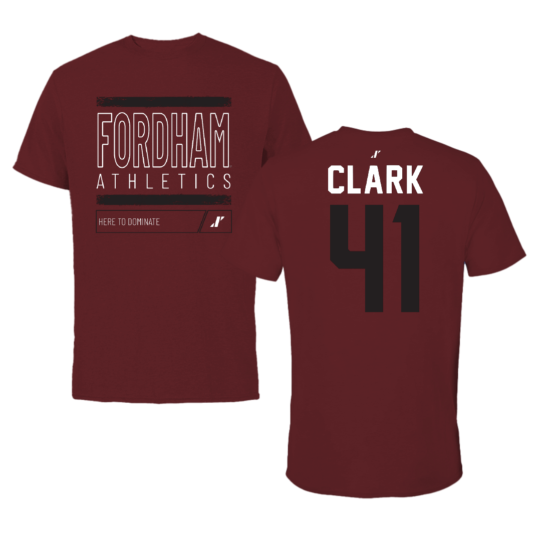 Fordham University Baseball Maroon Dominate Tee - #41 Sam Clark